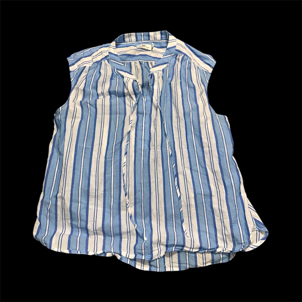 Women’s Large Vineyard Vines Blue and White Striped Sleeveless Blouse